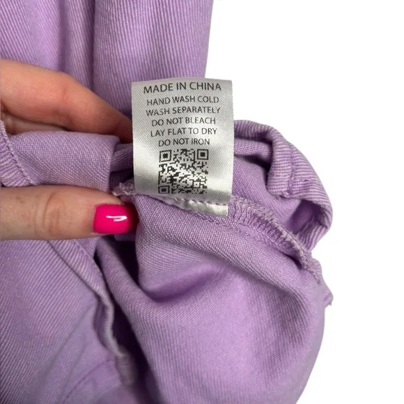 SSYS the Lable Purple Cotton Denim Button Front Ruffle Sleeveless Top Size Small - Picture 7 of 13